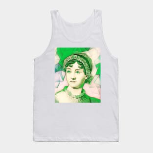 Jane Austen Green Portrait | Jane Austen Artwork 8 Tank Top